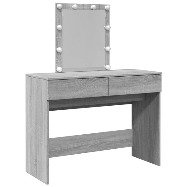 vidaXL Coiffeuse avec LED sonoma gris 100x40x130 cm