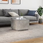 vidaXL Table basse avec lumières LED gris béton 50x50x40 cm