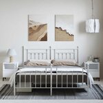 vidaXL Cadre de lit métal sans matelas et pied de lit blanc 183x213 cm