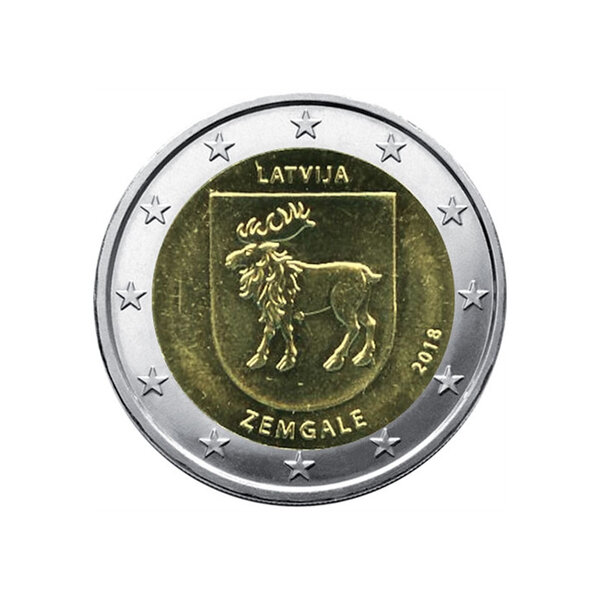Monnaie 2 euros commémorative lettonie 2018 - zemgale