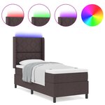 Lit Box Spring vidaXL avec Matelas & LED Marron Foncé 90x190 cm en Tissu