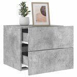 vidaXL Tables de chevet murales avec lumières LED 2 Pièces gris béton
