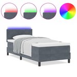vidaXL Cadre de lit avec matelas & LED gris foncé 90x200 cm en velours