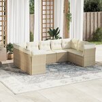 vidaXL Salon de jardin avec coussins 9 Pièces beige résine tressée
