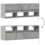 vidaXL Meuble TV mural avec lumières LED gris béton 130x31x45 cm