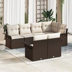 Ensemble de 7 pièces de canapés de jardin avec coussins Marron Rattan Poly