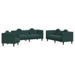 vidaXL Ensemble de canapés 3 Pièces avec coussins vert foncé velours