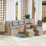 Ensemble de Canapé de Jardin vidaXL 10 Pièces avec Coussins Beige Poly Rattan Acacia