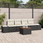 vidaXL Ensemble de canapé de jardin 5 pièces avec coussins noir poly rattan acacia