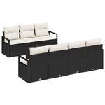 Canapé de Jardin de 8 pièces avec Coussins Noir Rattan Synthétique