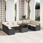 Ensemble de Canapé de Jardin 11 Pièces avec Coussins Noir Rattan