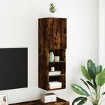 vidaXL Meuble TV avec lumières LED chêne fumé 30 5x30x102 cm