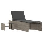 vidaXL Chaises longues lot de 2 avec table gris résine tressée