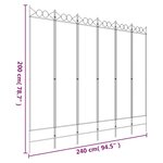 vidaXL Cloison de séparation 6 panneaux Blanc 240x200 cm Tissu