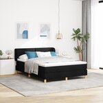 Lit Box Spring vidaXL avec Matelas  Noir  140x200 cm  Tissu