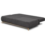 Banquette convertible 3 places MIKA - Velours côtelé gris foncé - Coffre de rangement - 192 x 84 x 93 cm