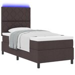 vidaXL Lit à ressorts avec matelas & LED Marron foncé 100x200 cm Tissu