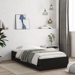 vidaXL Cadre de lit avec tiroirs sans matelas noir 100x200 cm