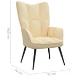 vidaXL Chaise de relaxation Blanc crème Velours