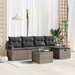 vidaXL Canapé de Jardin 6 Pièces avec Coussins Gris en Rattan Poly