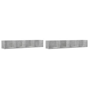 vidaXL Armoires murales 2Pièces gris béton 99x18x16 5cm bois d'ingénierie