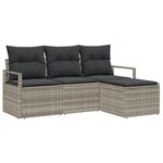 Ensemble de canapés de jardin vidaXL 4 pièces avec coussins Gris clair Poly Rattan