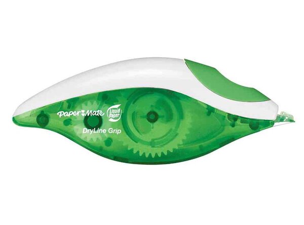 Rouleau correcteur DRYLINE GRIP 5 mm 8,5 m Transparent/vert PAPER MATE