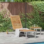 vidaXL Chaise longue avec roues 207x58x35 cm en bois massif acacia et acier inoxydable