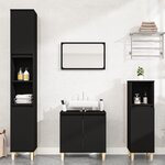 vidaXL Ensemble de meubles salle de bain 3 Pièces noir bois d'ingénierie