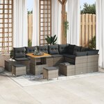 vidaXL Ensemble de canapés de jardin 12 pièces avec coussins gris en poly rattan acacia