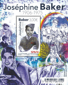 Bloc de 1 timbre Saint Pierre et Miquelon - Joséphine Baker