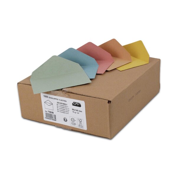 Assortiment de 1000 enveloppes élection recyclées 90x140 75 g/m² gpv