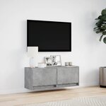 vidaXL Meuble TV mural avec lumières LED gris béton 100x31x35 cm