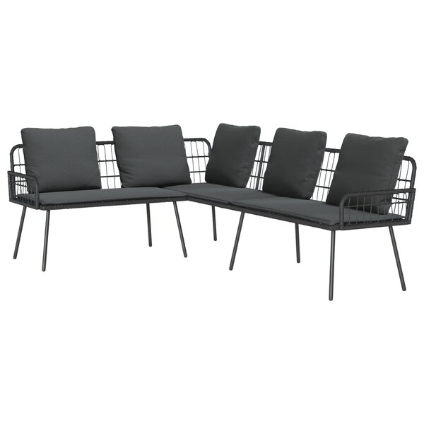 Sofa d'angle vidaXL Noir 231x173x78 cm en Poly Rattan