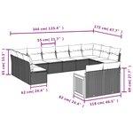 vidaXL Salon de jardin avec coussins 12 Pièces beige résine tressée