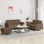 vidaXL Ensemble de canapés 3 Pièces avec coussins Marron Tissu