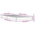 vidaXL Cadre de lit chêne fumé 75x190 cm bois d'ingénierie et métal