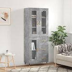 vidaXL Buffet haut Gris béton 69 5x34x180 cm Bois d'ingénierie