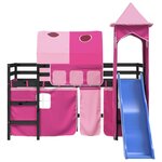 vidaXL Lit mezzanine enfants avec tour rose 80x200cm bois pin massif