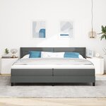 Lit Box Spring avec Matelas Gris Foncé 200x200 cm Tissu