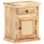 vidaXL Table de chevet 40x30x50 cm Bois de manguier et canne naturelle