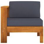 vidaXL Canapé de jardin 3 places et coussins gris foncé Acacia massif