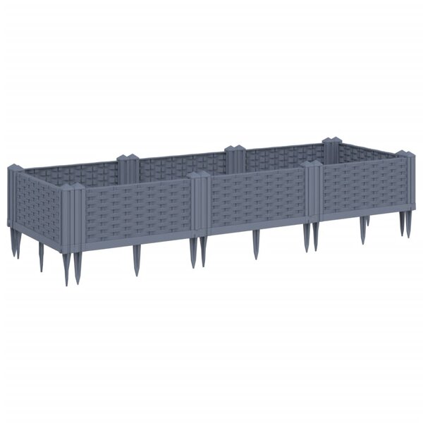 vidaXL Jardinière avec piquets gris 125x40x28 5 cm PP