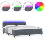 Lit à ressort vidaXL avec matelas et LED Gris foncé 200x200 cm Velours