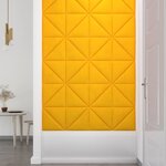 vidaXL Panneaux muraux 12 Pièces Jaune 30x30 cm Velours 0 54 m²