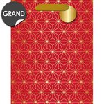 Sac cadeau grand format rouge aux motifs japonais - draeger paris