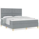 vidaXL Lit à ressort avec matelas gris clair super king en tissu