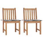 vidaXL Chaises de jardin 2 Pièces avec coussins Bois de teck massif