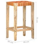 vidaXL Tabourets de bar lot de 2 marron cuir véritable 75 cm