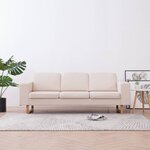 vidaXL Canapé à 3 places Tissu Crème